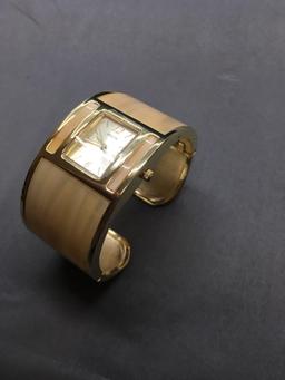 Chico's Designer 32mm Extra Wide Gold-Tone Stainless Steel Cuff Watch