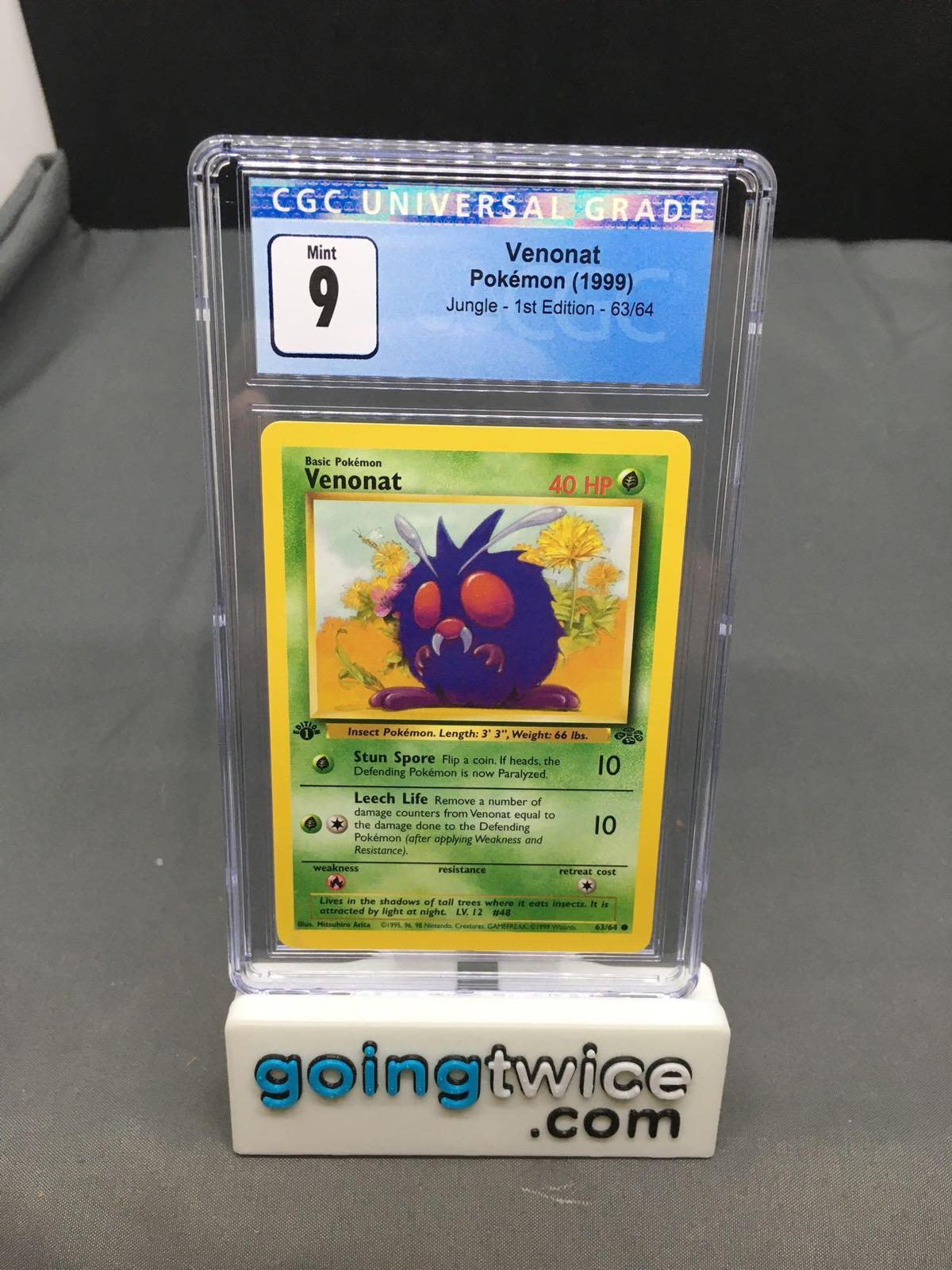 CGC Graded 1999 Pokemon Jungle 1st Edition #63 VENONAT Trading Card - MINT 9