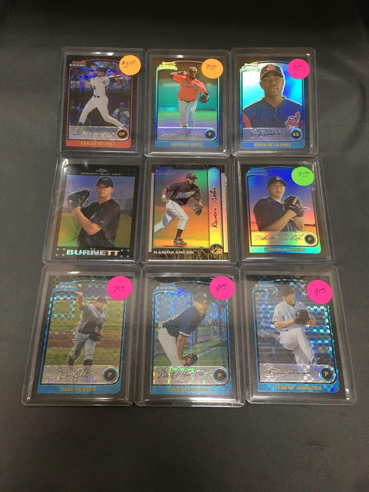 9 Card Lot of BASEBALL REFRACTORS and PRIZMS with Stars and Rookies