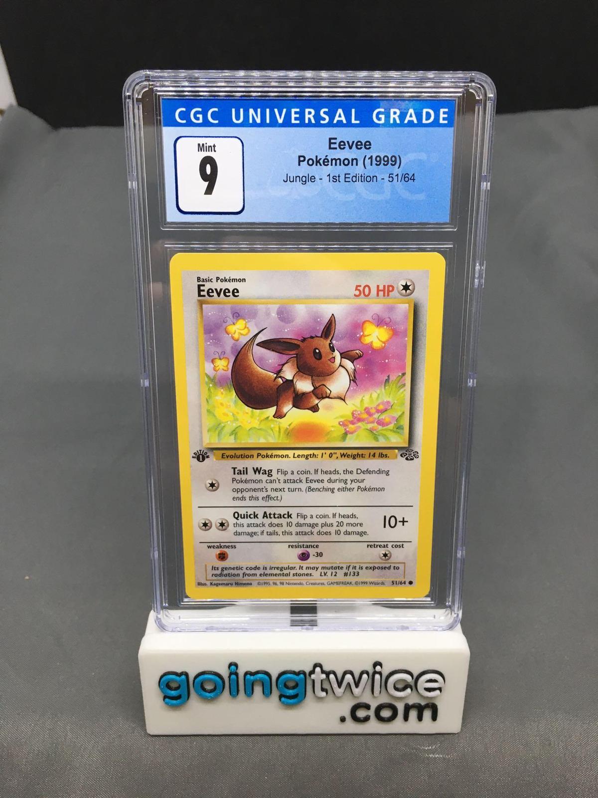 CGC Graded 1999 Pokemon Jungle 1st Edition #51 EEVEE Trading Card - MINT 9