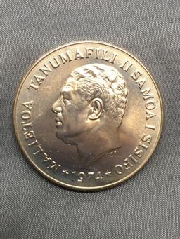 1974 Samoa 1 Tala Silver Foreign World Coin - 92.5% Silver Coin - 0.9264 Ounces Actual Silver Weight