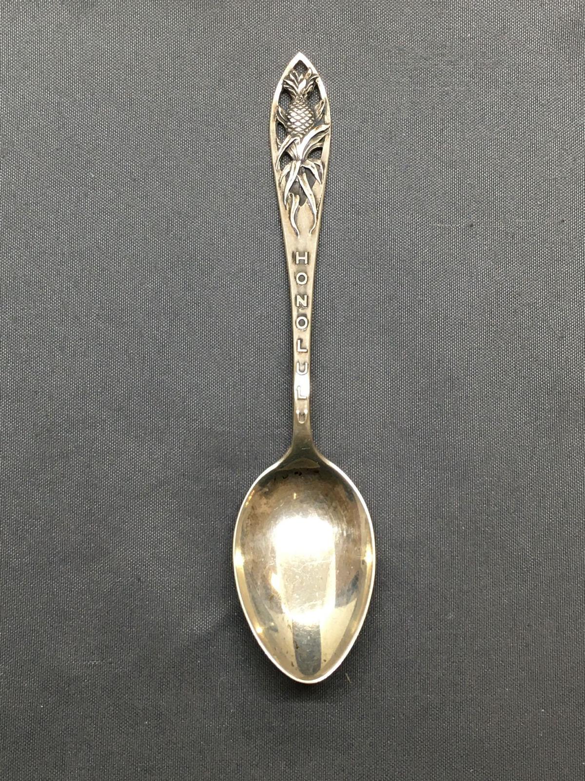 Honolulu Themed 4in Long 1in Wide Signed Designer Sterling Silver Collectible Spoon