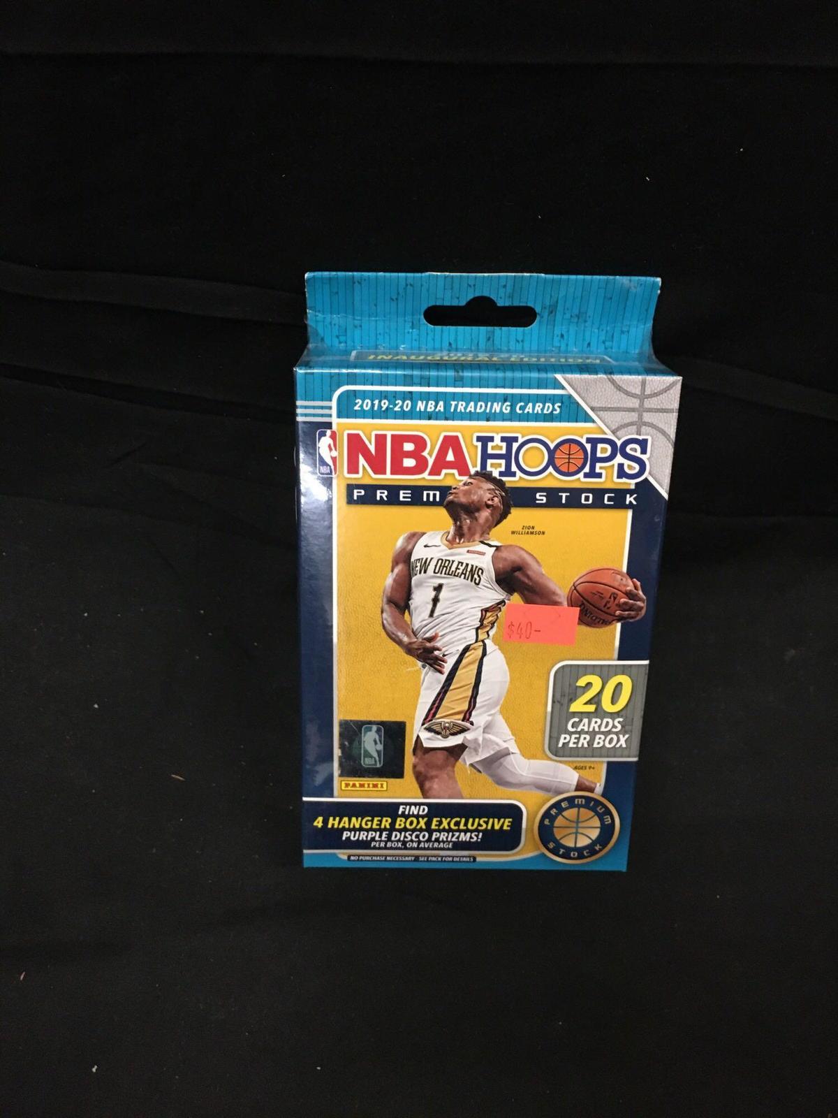 Factory Sealed 2019-20 Panini Hoops Premium Stock Basketball Hanger Box - 20 Cards Per Box