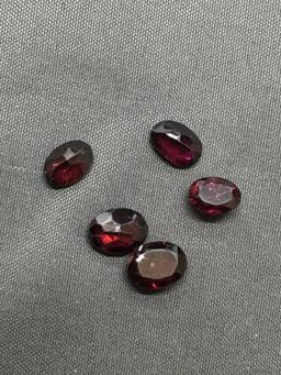 Lot of Five Oval Faceted Loose Garnet Gemstones