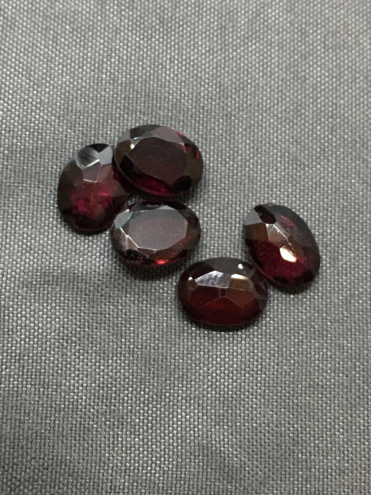 Lot of Five Oval Faceted Loose Garnet Gemstones