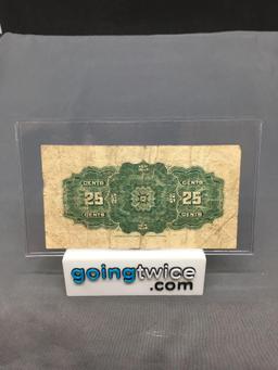 1900 Dominion of Canada 25 Cent Bill Currency Note - Fractional Currency from Estate Collection