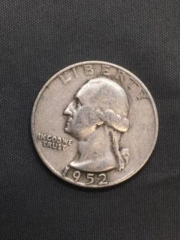 1952-D United States Washington Silver Quarter -90% Silver Coin from Estate