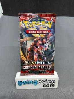 Factory Sealed Pokemon Sun & Moon CRIMSON INVASION 10 Card Booster Pack