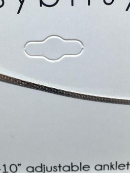 New Itsy Bitsy Designer Snake Link 9-10in Long 1.0mm Wide Adjustable Sterling Silver Anklet