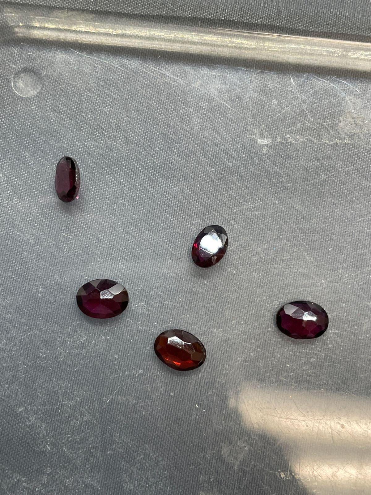 Lot of Five Oval Faceted Loose Garnet Gemstones