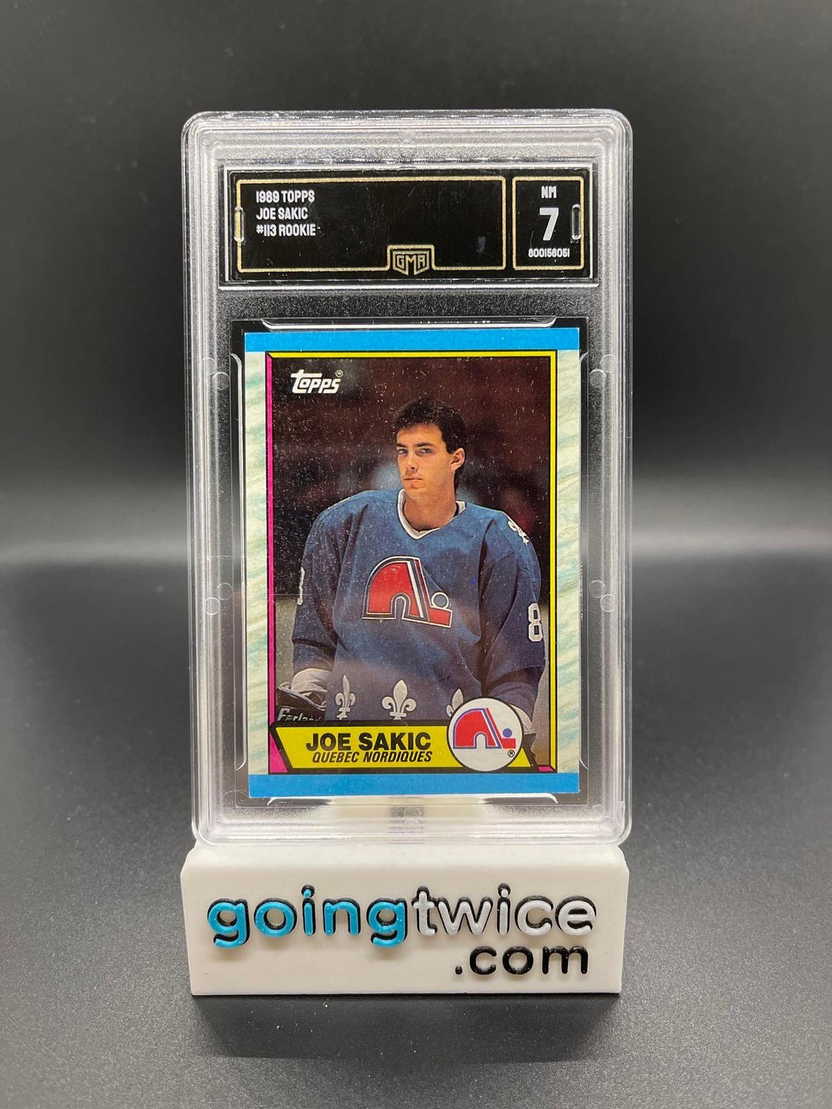 GMA Graded 1989 Topps Rookie #113 JOE SAKIC Nordiques Hockey Card - NM 7