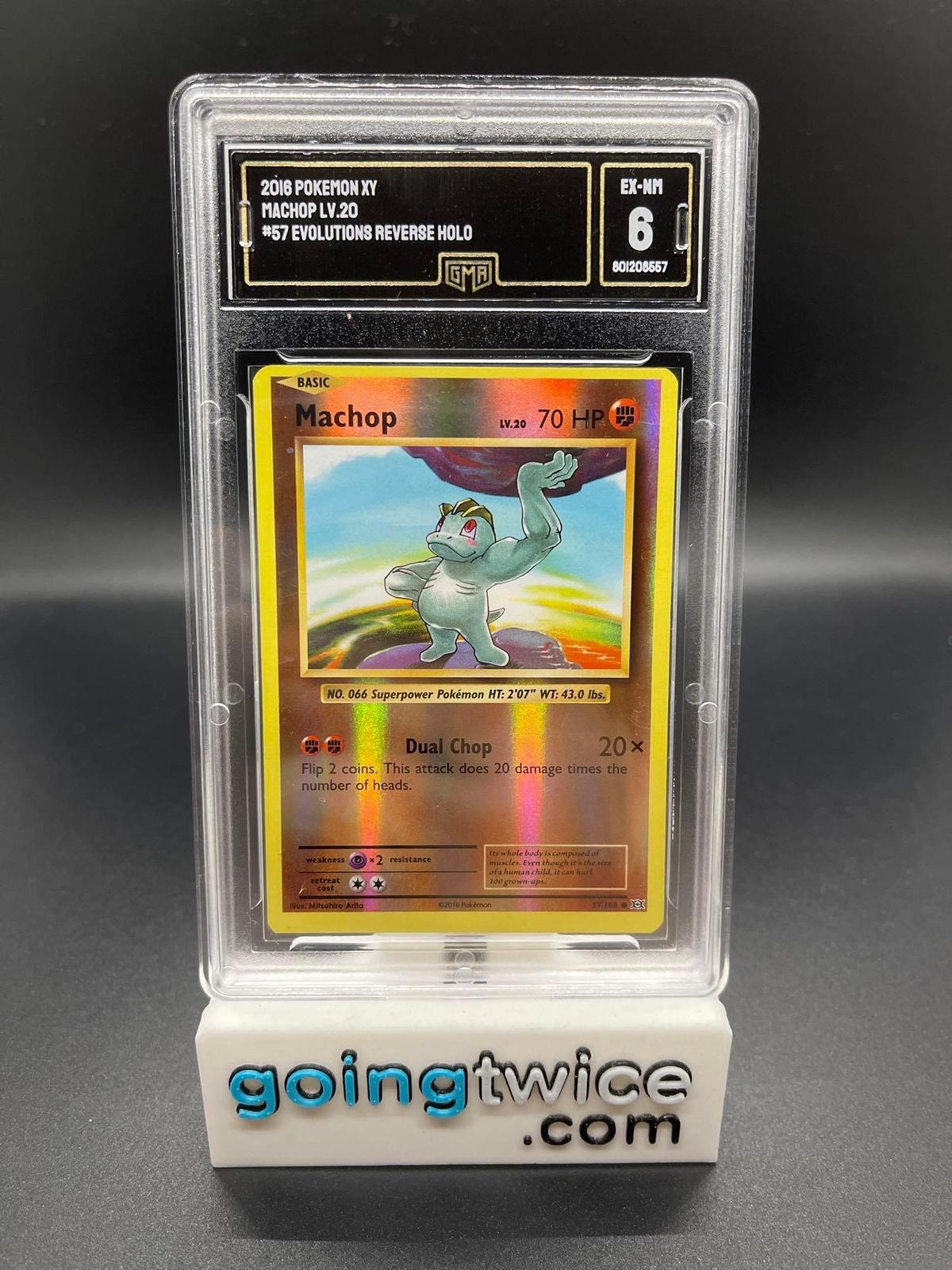 GMA Graded 2016 Pokemon Evolutions #57 MACHOP Reverse Holo Trading Card - EX-NM 6