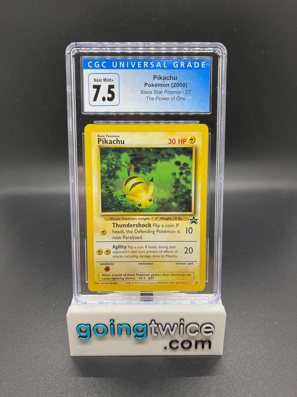 CGC Graded 2000 Pokemon Black Star Promos #27 PIKACHU Trading Card - NEAR MINT+ 7.5