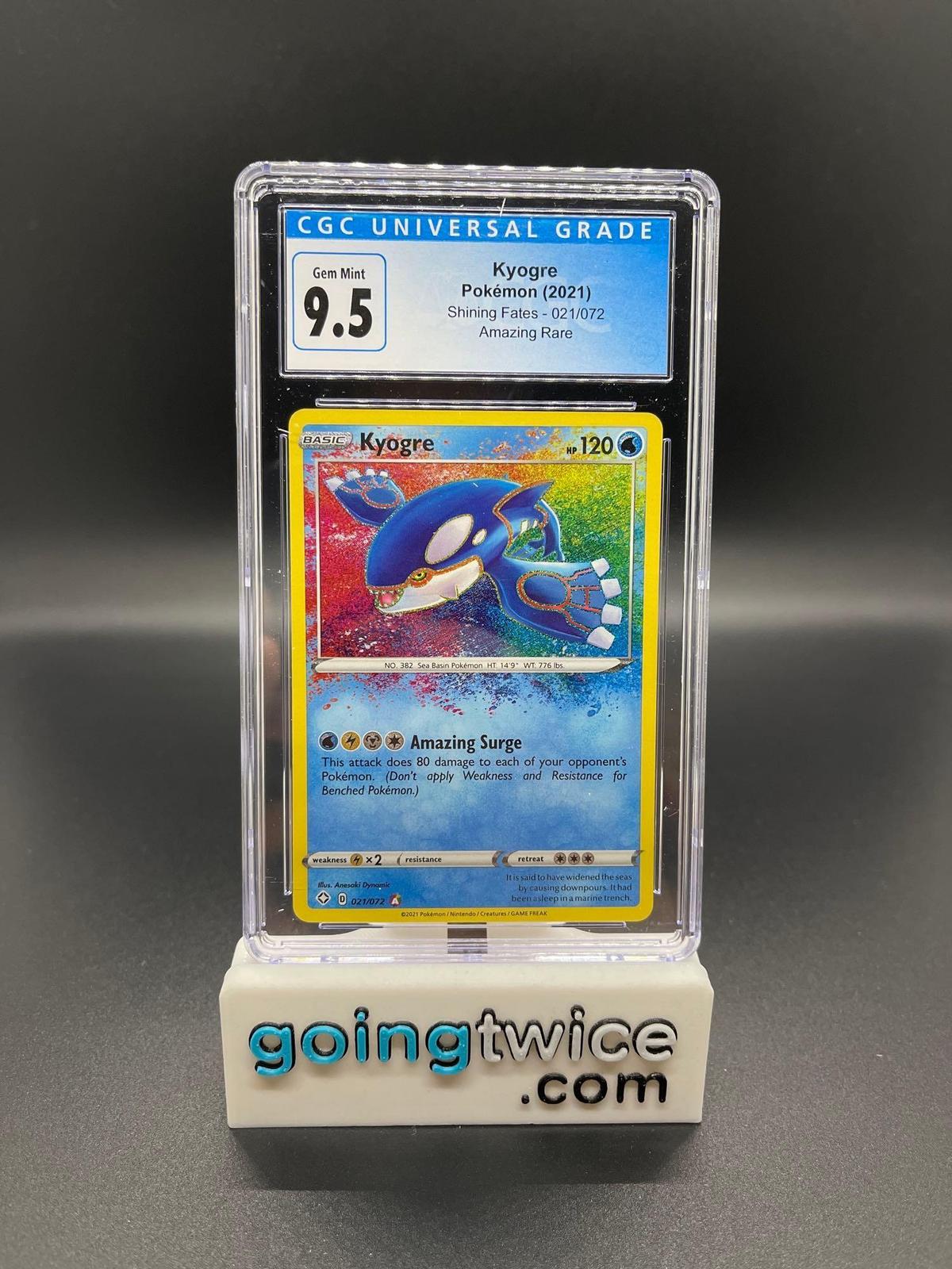 CGC Graded 2021 Pokemon Shining Fates Amazing Rare #021 KYOGRE Trading Card