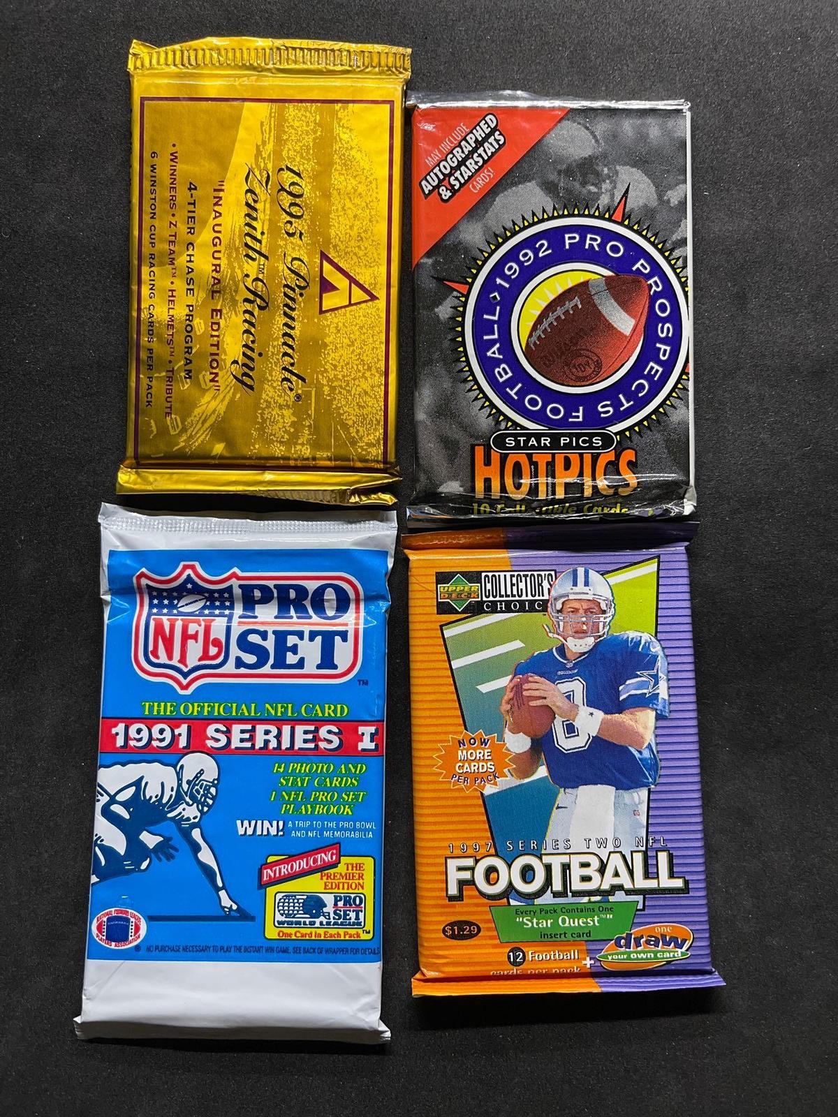 4 Count Lot of Vintage Sealed Sports Packs from Storage Unit Find