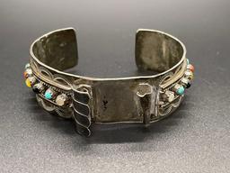 Sterling Native 7.5" Watch Cuff Bracelet Needs Little Work From Large Estate