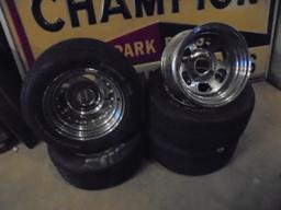 Four Tires/Wheels and One Wheel