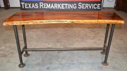 Beautiful Handmade Mesquite Library Table with Industrial Style Legs (52"x18"x26 1/2")
