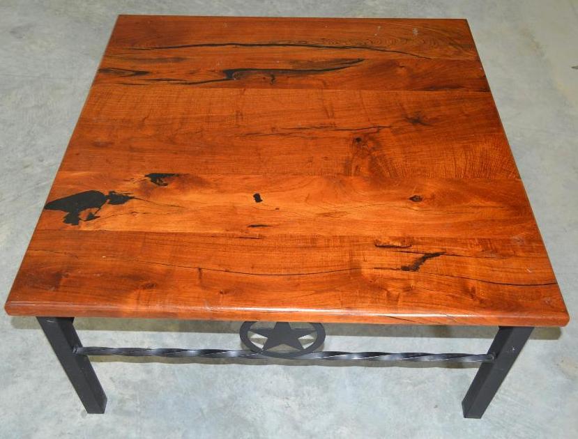 Handmade Mesquite and Wrought Iron Coffee Table/End Table