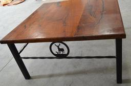 Handmade Mesquite and Wrought Iron Coffee Table/End Table