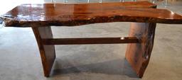 Handmade Mesquite Bench w/ Red Inlay