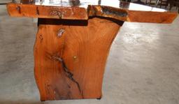 Handmade Mesquite Bench w/ Red Inlay