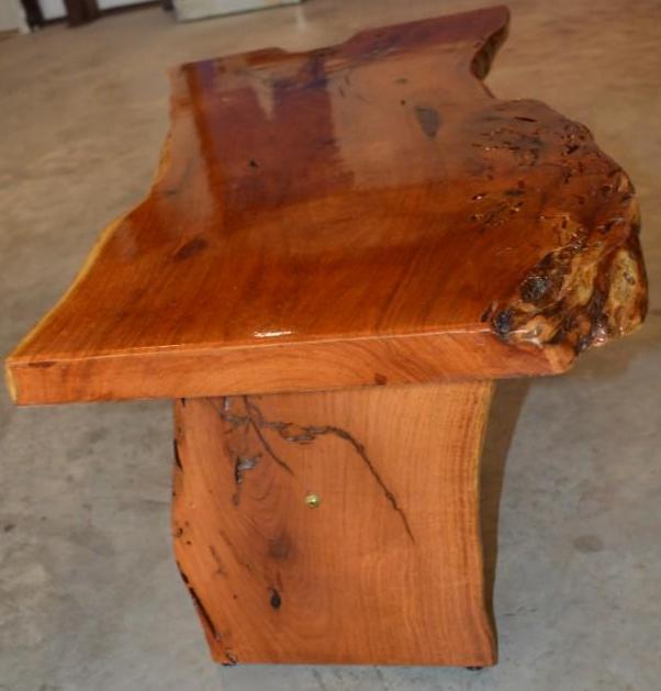 Handmade Mesquite Bench w/ Red Inlay