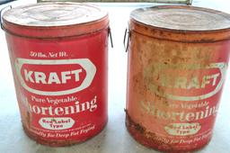Set of Vintage Kraft 50 lb. Shortening Tubs