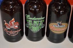 6 Glass Collectible Budweiser Bottles