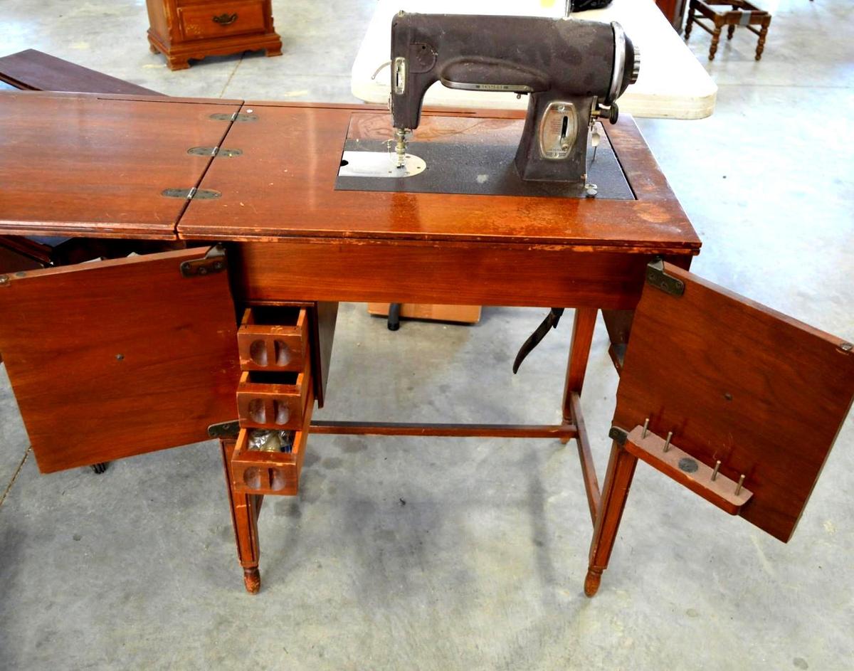 Antique Kenmore Sewing Machine in Cabinet