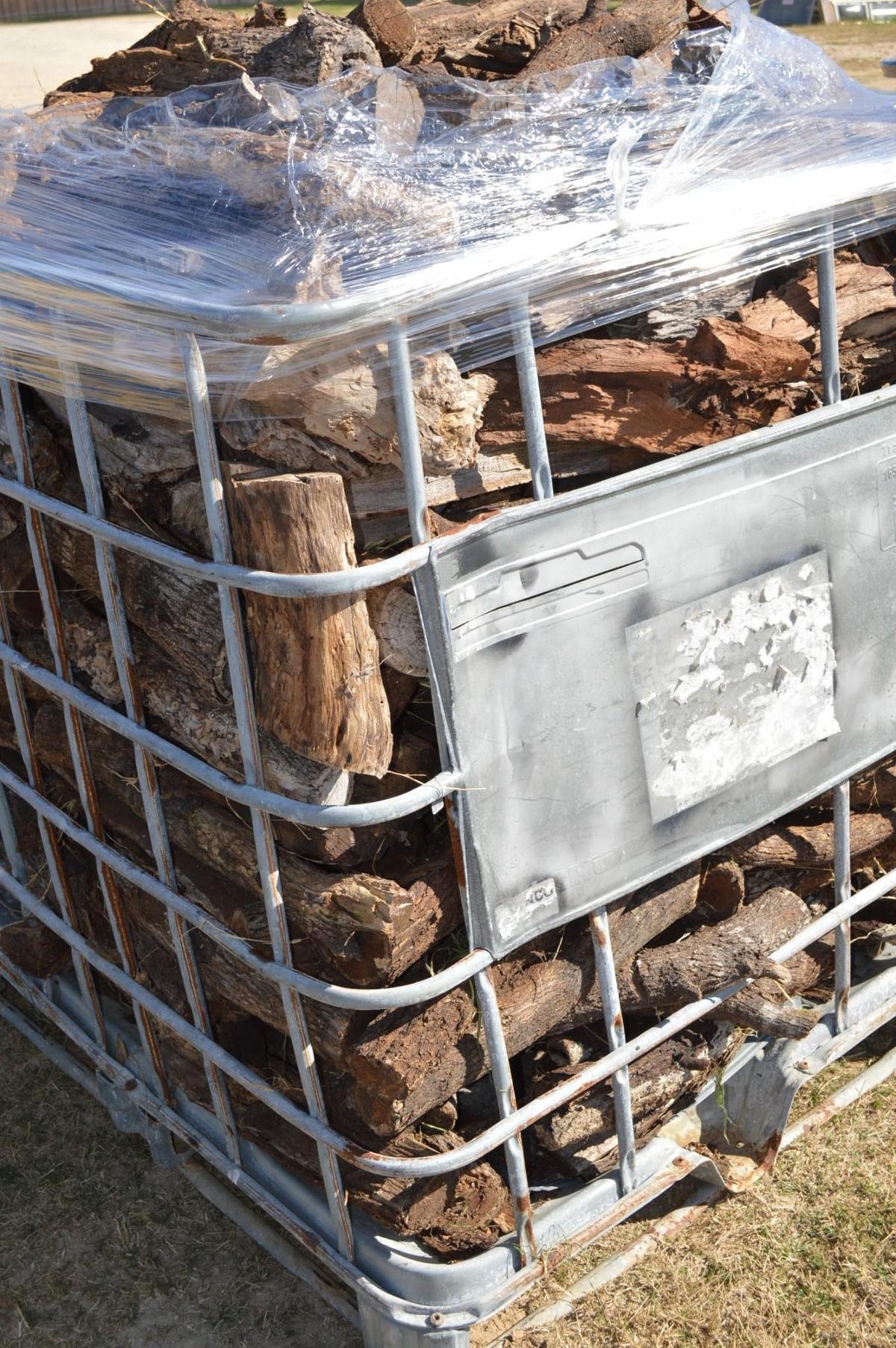 Metal Crate filled w/ cut Mesquite - 1/2 Cord