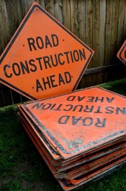 Pallet of Various Wood Road/Construction Signs