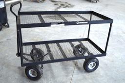 Strongway Double Deck Wagon w/Rubber Tires 700lbs - Hunting/Feed/Plants/Crafts/Hay/Equipment