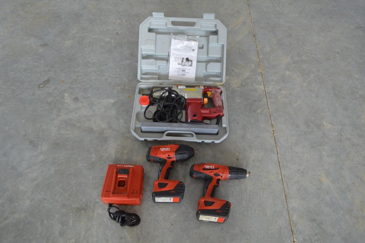 1/2" Impact Battery Hilti Drills, Chicago 1" Rotary Hammer, 2 Batteries & Charging Port