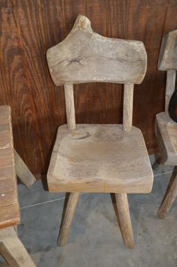 Solid Wood Small Table & 2 Wood Chairs