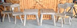 2 Solid Wood Tables & 4 Wood Chairs