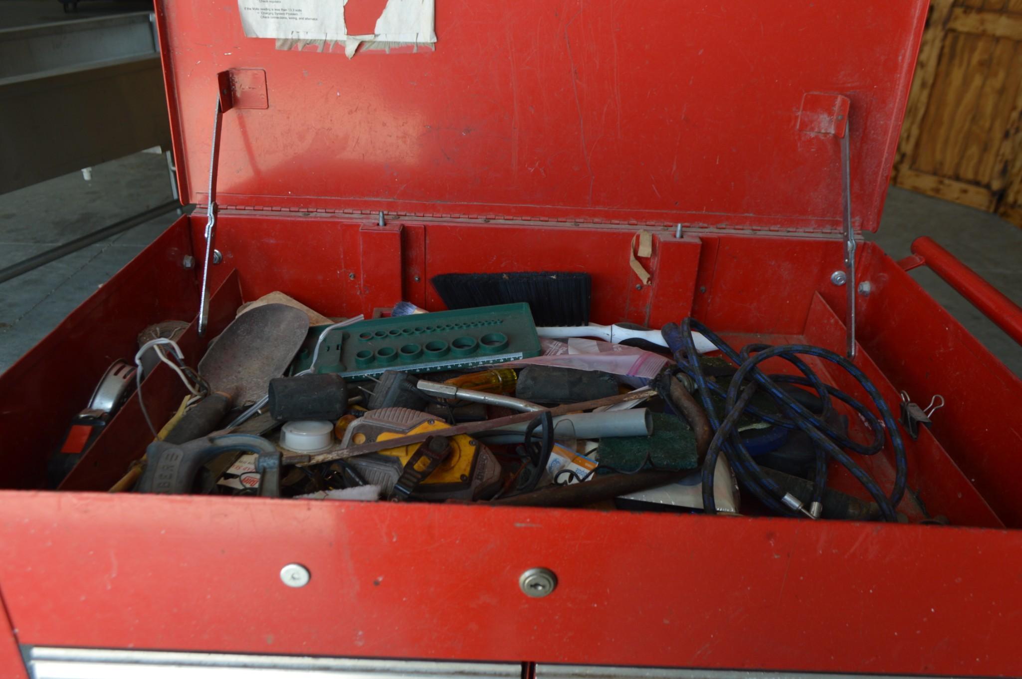 Red Toolbox on Wheels - Full of Tools