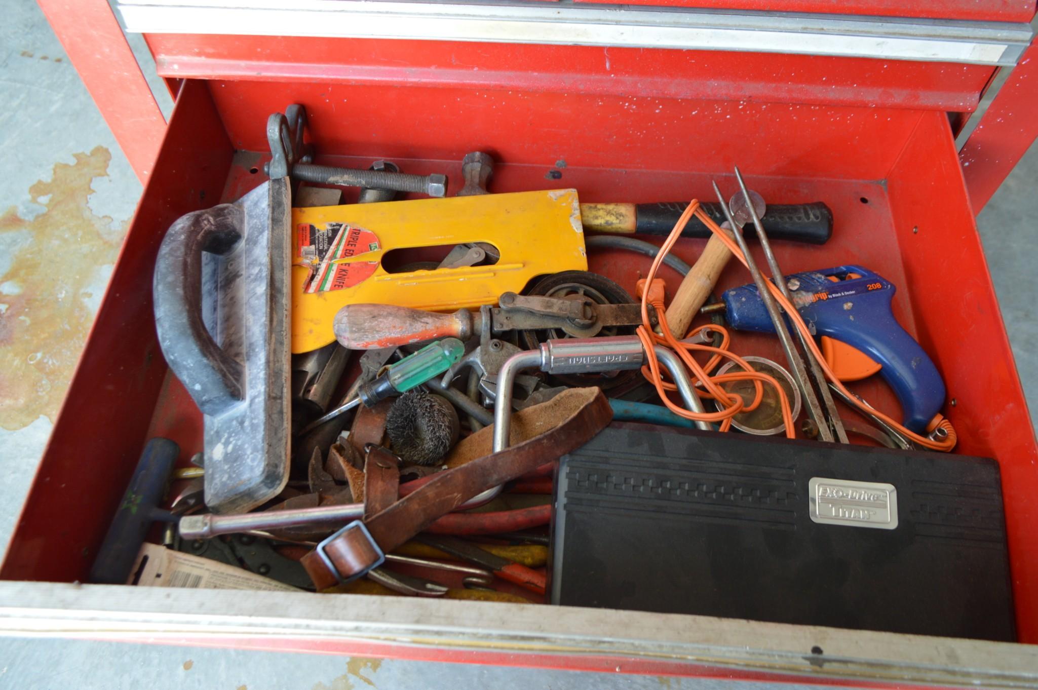 Red Toolbox on Wheels - Full of Tools