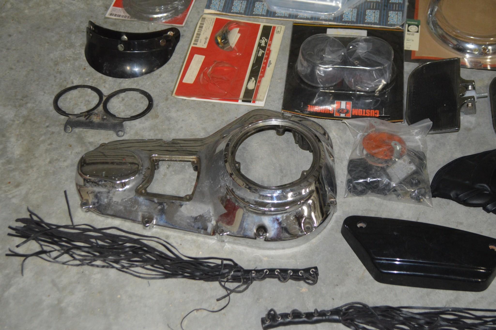 Assorted Motorcycle Parts and Tools