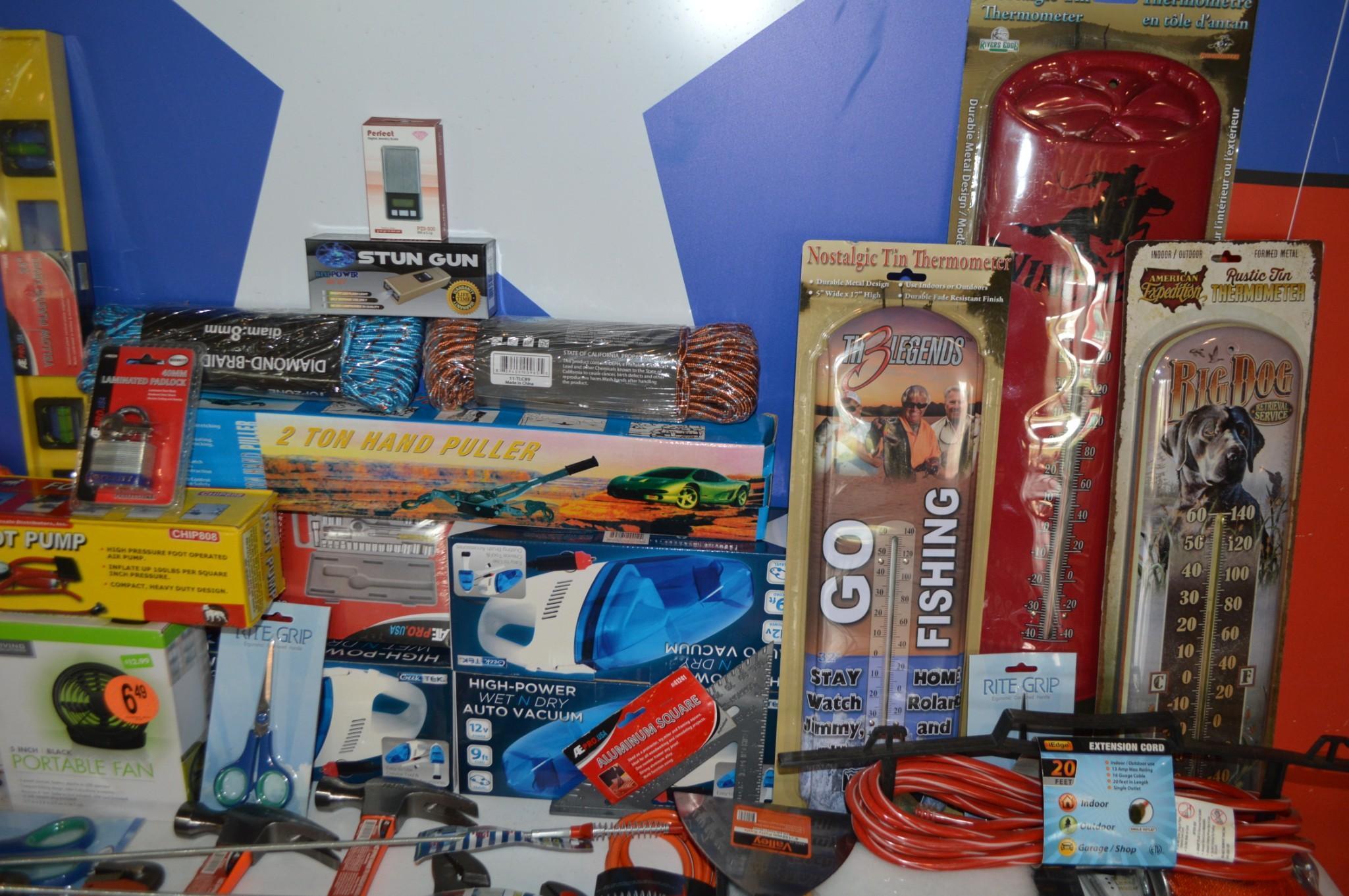 Assorted Outdoor Gear, Automobile Tools, and other Miscellaneous Accessories