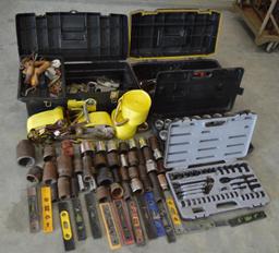 Assorted Tools - Wrenches, Levels, Straps