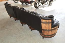 Retro Whiskey Barrel Custom Leather Couch, 2 sections