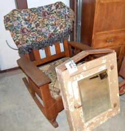 Wall Mount Mirrored Medicine Cabinet & Rocking Chair