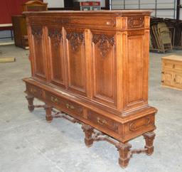 Antique Large Solid Wood Carved Buffet