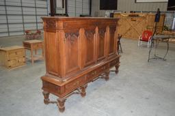 Antique Large Solid Wood Carved Buffet