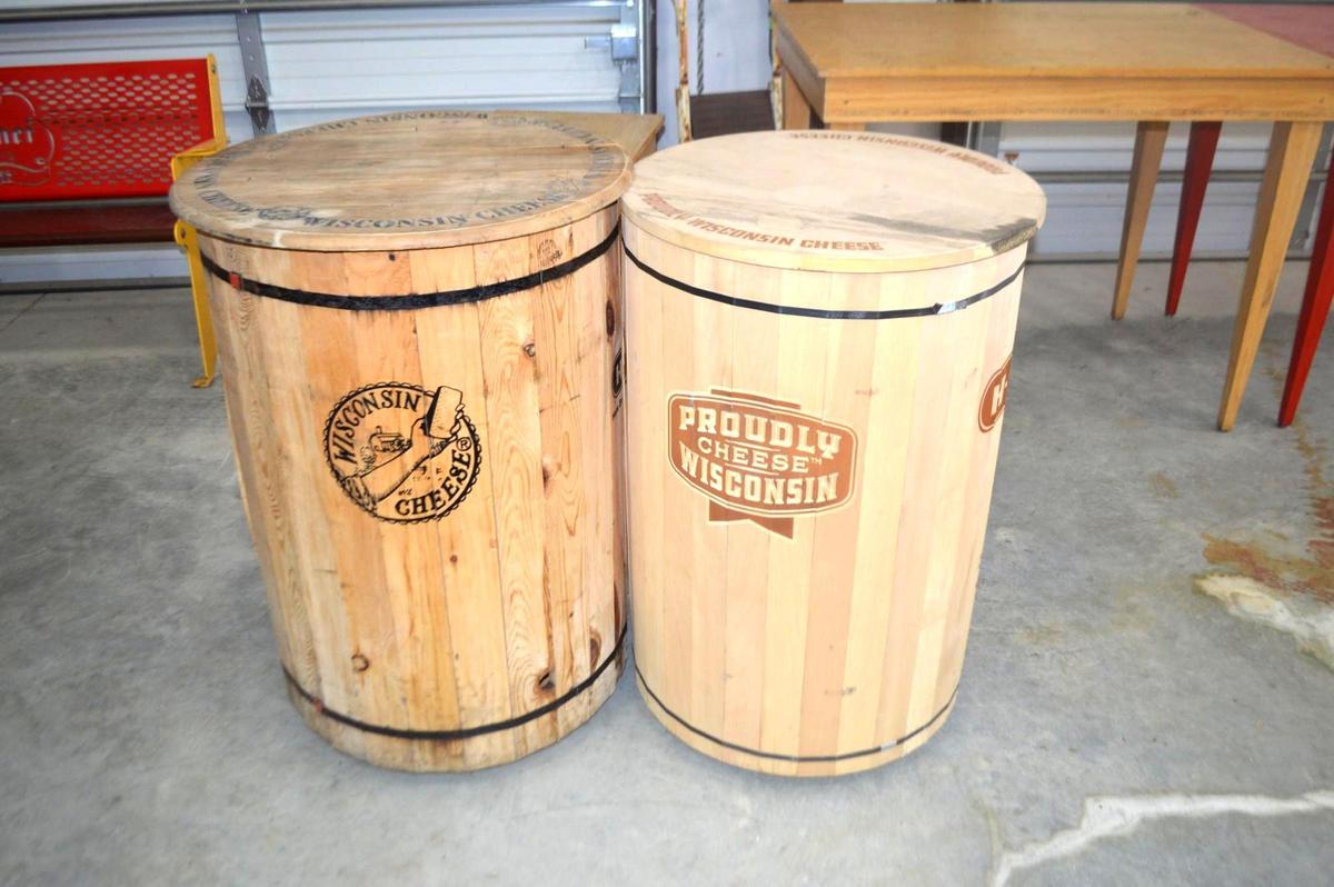 (2) Wooden Wisconsin Cheese Barrels
