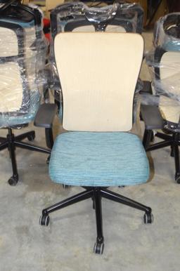 7 Turquoise/Tan Rolling Office Chairs