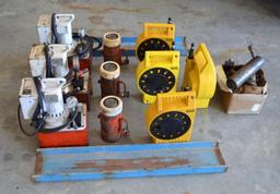 6 Powerteam 9582 Model B Heavy Duty Hydraulic Pump W/8 Stanley Complevel Elevation Measuring System