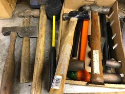 Group lot of several different hammers, including brass head hammers