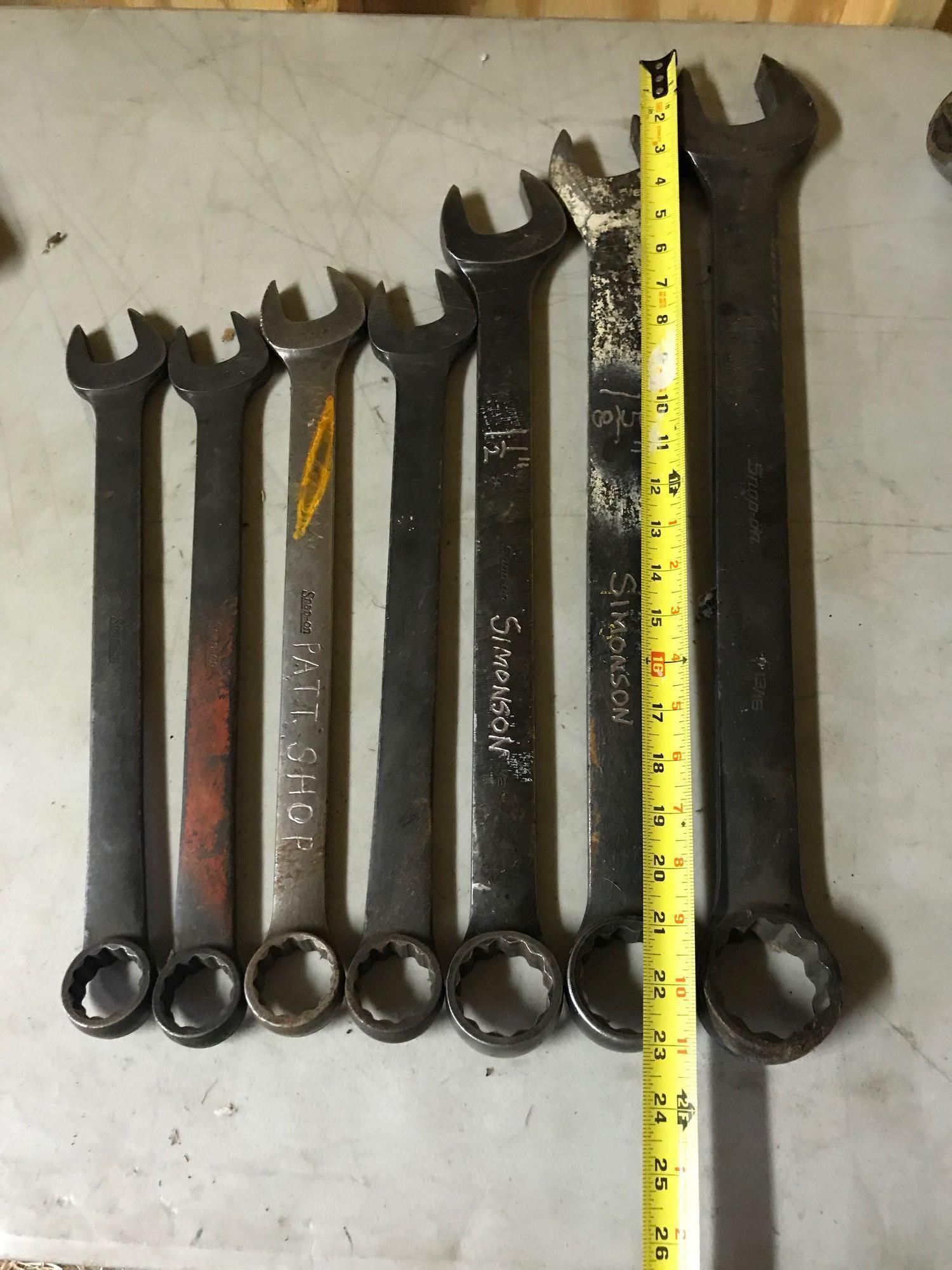 7 Large SNAP-ON Combination Wrenches